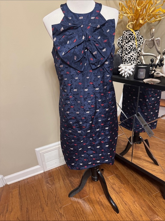 Banana Republic Dresses & Skirts - Banana Republic Navy Midi Dress with Red and White Floral Print Size 10 NWT